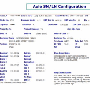 13TF 8K 865 DISC 5/8;STUDS&FLG NUTS W/EZ LUBE, PER TAG# 152774189, HF=93, OB=76, 22.5 DOWN, LP-STD